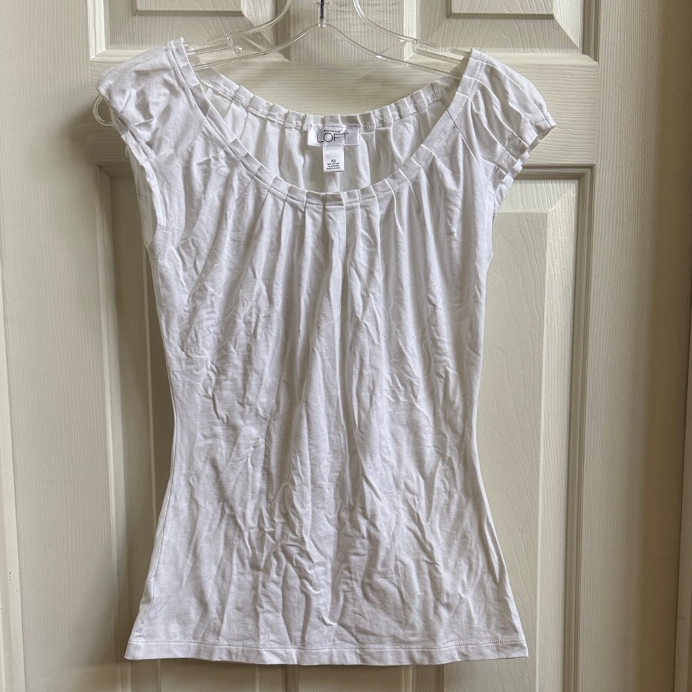 LOFT White Cap Sleeve Blouse